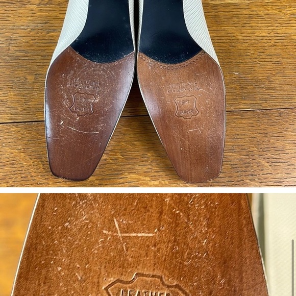 Stuart Weitzman Pumps Low Kitten Heel Cream/Gold Size 8.5 - Picture 9 of 9